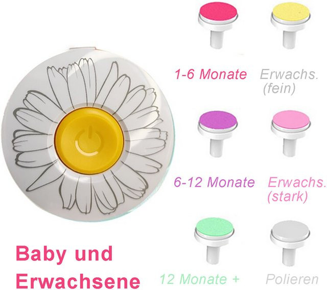 TPFBeauty Baby Nageltrimmer Elektrisch, 6 Schleifköpfe, Weiß - Bild 1