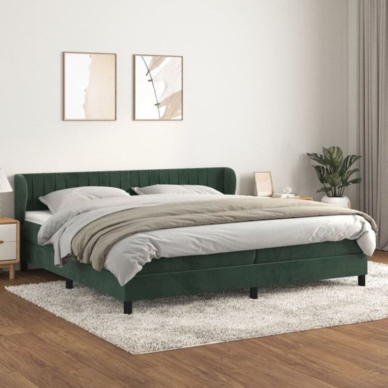 vidaxl Boxspringbett mit Matratze aus Samt in Grün, B/T/H: 200 x 200 x 88 cm - Bild 1