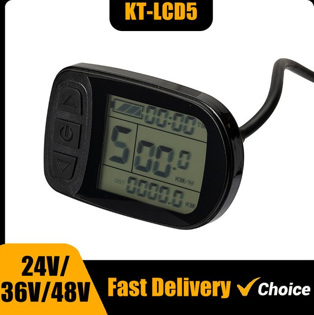 KT Intelligentes LCD-Display LCD5 für Elektrofahrräder, Bedienfeld in Schwarz, kompatibel mit 24V, 36V und 48V - Bild 1