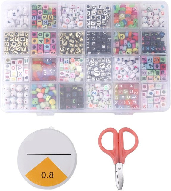 Neoglint Buchstabenperlen Set Armbandherstellung, Bunt / Mehrfarbig, Grau - Bild 1