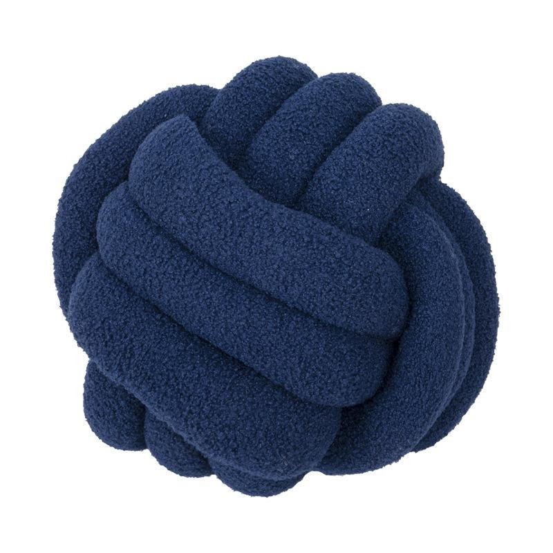 Handgewebtes geknotetes Ballkissen aus Baumwolle als Kaschmirrollenkissen für dein Sofa und Wohnzimmer, Farbe: Beige, Durchmesser: 28 cm - Bild 2
