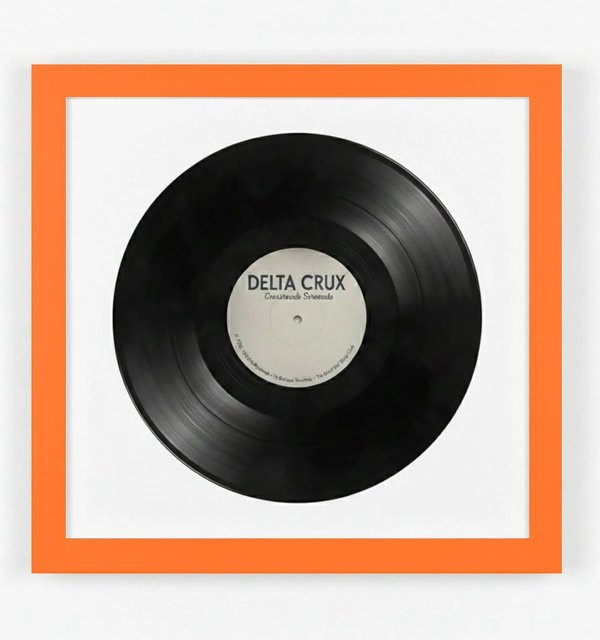 K-Möbel Schallplatten Rahmen Orange mit weißem Passepartout für Vinyl, B/H: 40 x 40 cm - Bild 1