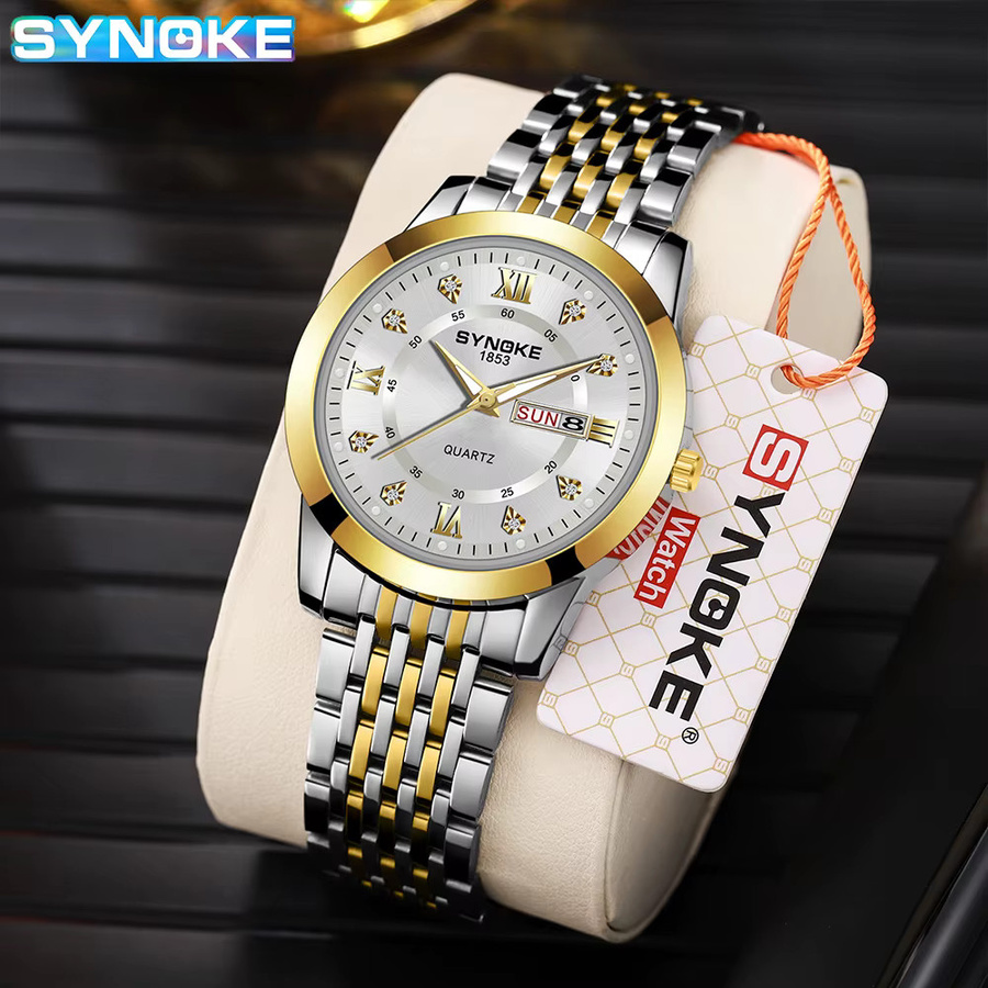 SYNOKE Armbanduhr Quarz, Edelstahl, Weiß, Herren - Bild 2