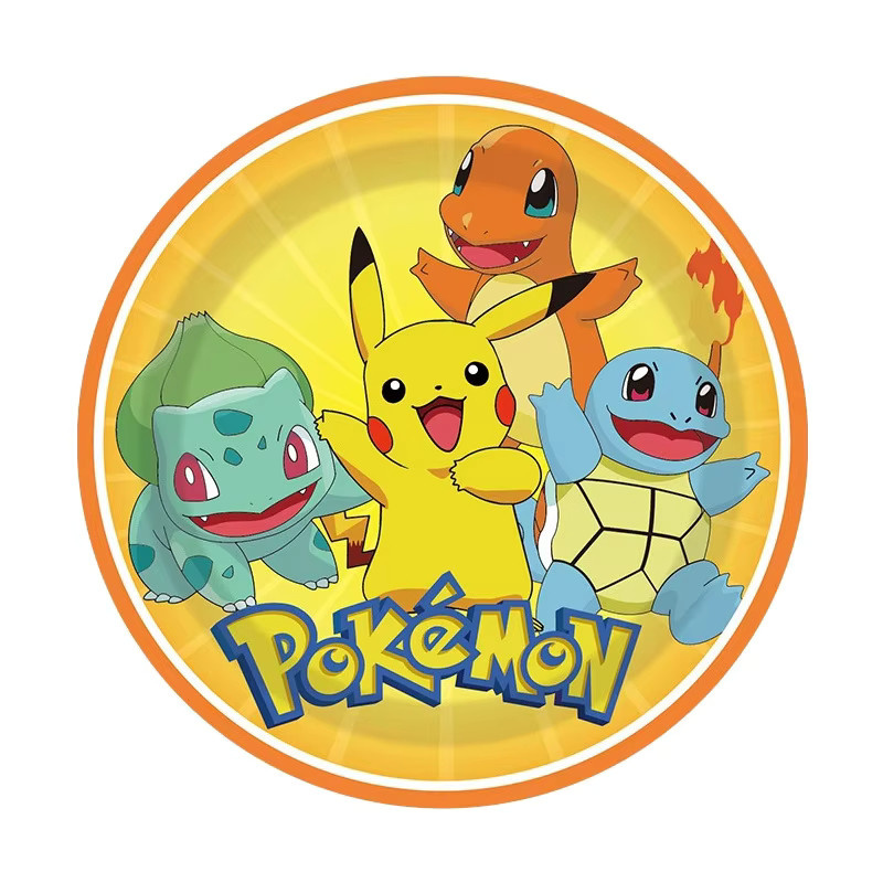 Potdemiel Pokemon Pikachu Einweggeschirr-Set für Kindergeburtstage in Mehrfarbig mit Teller, Becher, Tischdecke und Banner - Bild 1