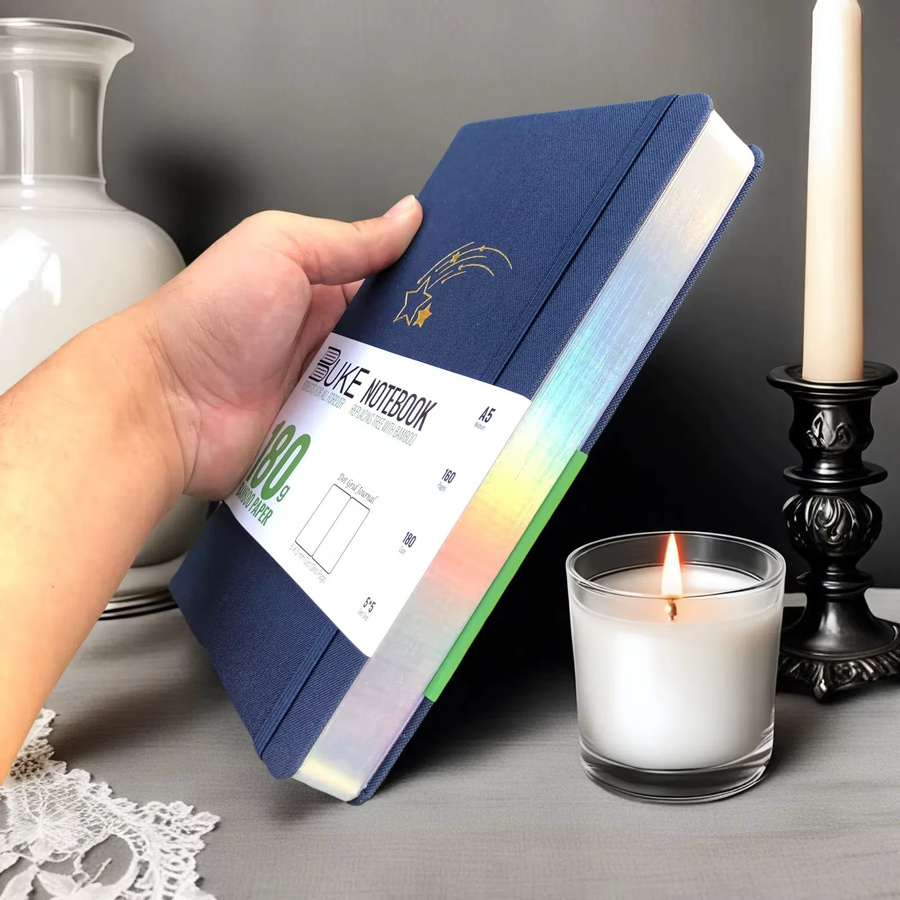 Buke Notebook A5 Hardcover mit Punktraster in Blau und Silber, 180 g/m2 Papier mit Stoffeinband - Bild 5