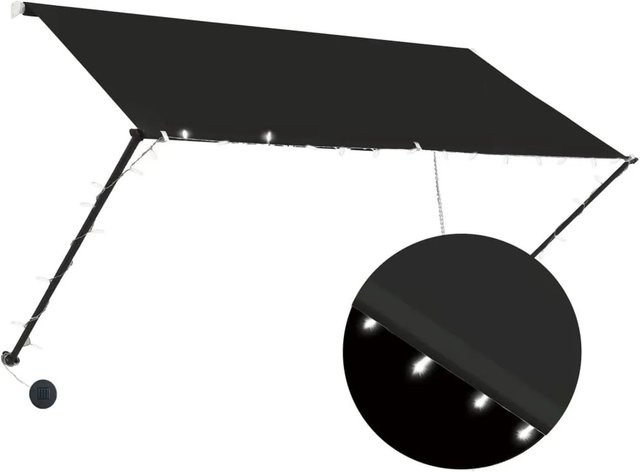 vidaXL Einziehbare Markise mit LED in Anthrazit, B/T: 250 x 150 cm - Bild 1
