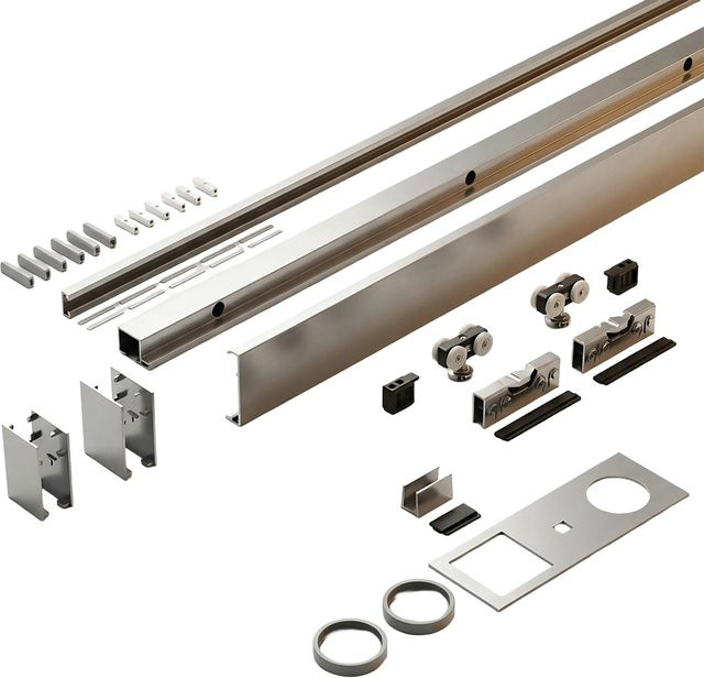 Doorlegro Schiebetürbeschlag EasySlide 65 in Edelstahloptik, Silber, B: 200 cm, H: 6,5 cm - Bild 1