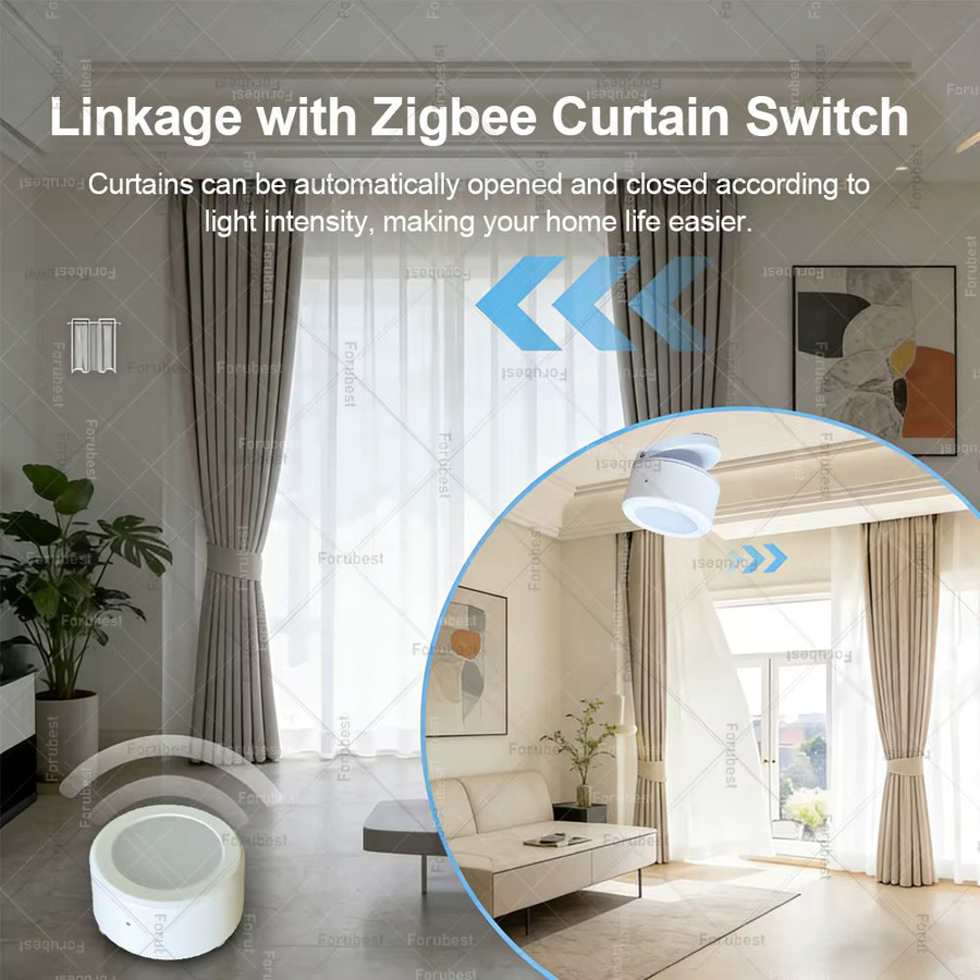 Forubest ZigBee Lichtsensor zur Smart Home Automation als Helligkeits- und Beleuchtungsdetektor für Tuya und Home Assistant, Farbe: Weiß - Bild 2