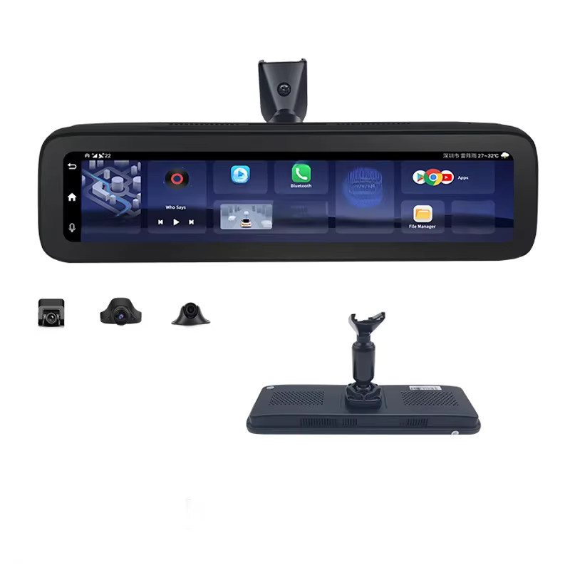 Winkcron 12 Zoll Auto-Rückspiegel Dashcam mit 4-Kamera DVR Videorekorder, Android 8.1, GPS-Navigation und 4K HD 1080P in Schwarz - Bild 1
