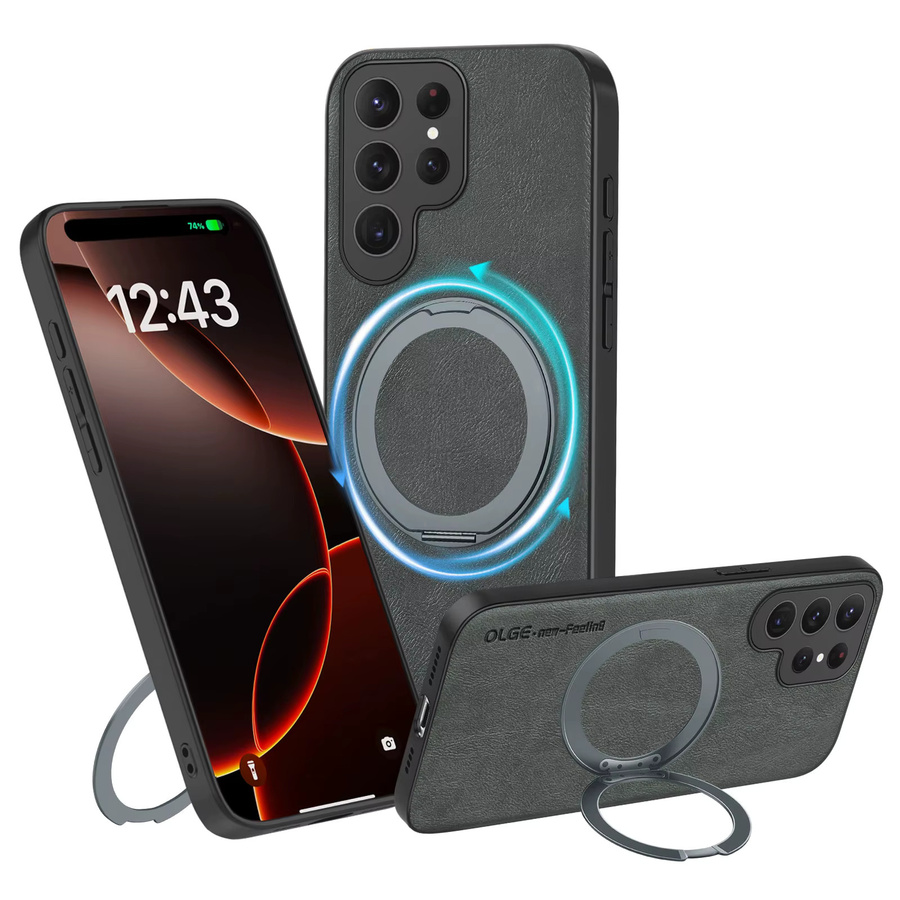 Magnetische Handyhülle mit 360 Grad Kickstand und Leder-Rückseite für Samsung Galaxy S26 S25 S24 S23 S22 S21 S20 Plus Ultra, unterstützt kabelloses Laden - Bild 2