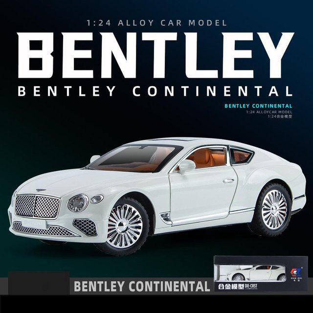 Bentley Continental GT, Modellauto, 1:24, mit Ton und Licht, Weiß - Bild 1