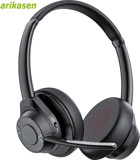 Arikasen Kabelloses Bluetooth-Headset mit Geräuschunterdrückung und Multipoint-Verbindung in Schwarz - Bild 1