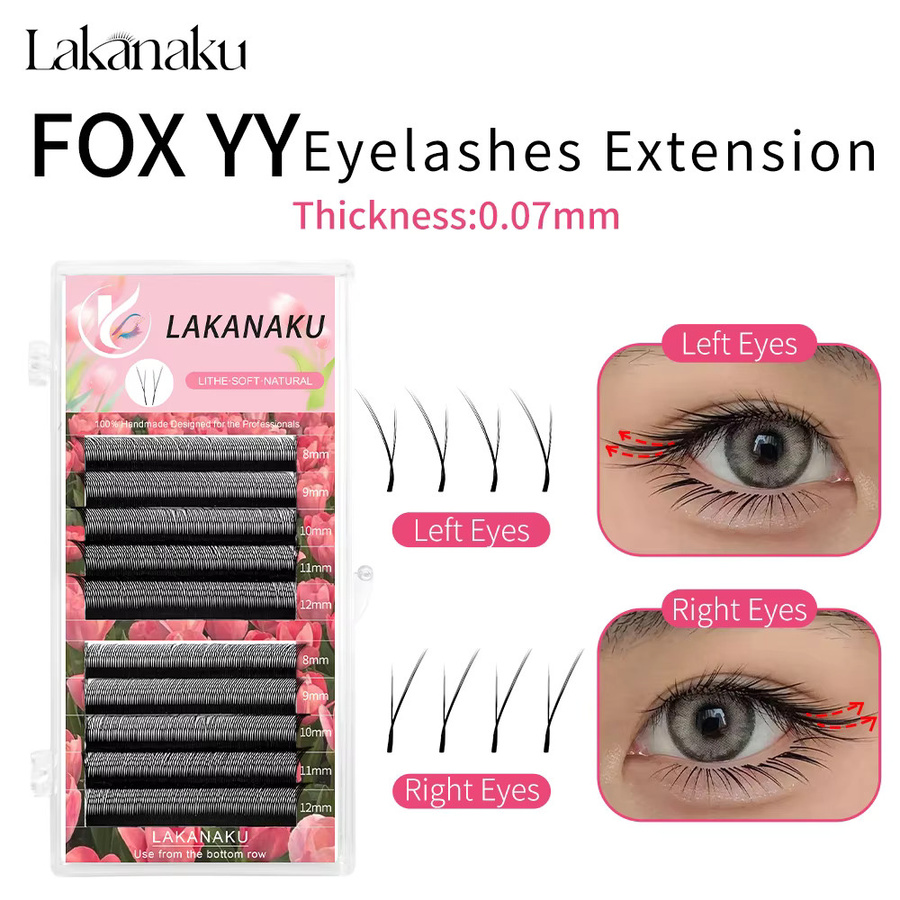 LAKANAKU YY-Form Fuchsaugen-Wimpern, künstlicher Nerz, C/D-Locken, Unisex - Bild 2