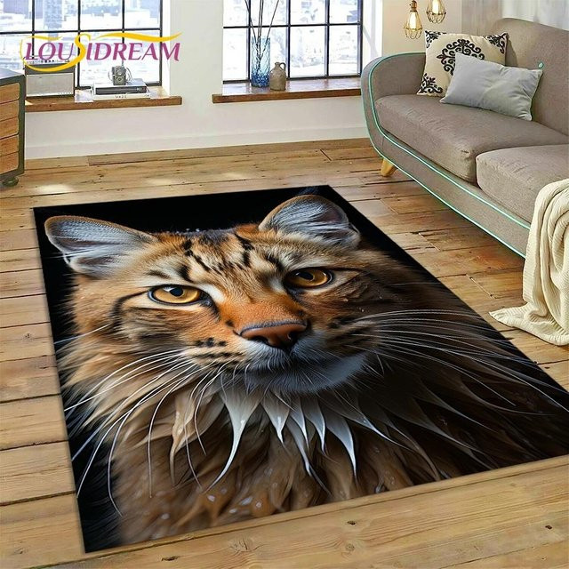 Rutschfester 3D Ragdoll Teppich mit Katzenmotiv für Wohnzimmer und Schlafzimmer, Mehrfarbig, B/B: 60 x 40 cm - Bild 1
