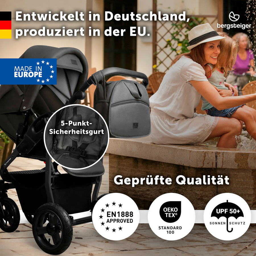 Bergsteiger Kinderwagen Capri 3in1 Kombi mit Babyschale und Isofix-Station in Grau - Bild 2