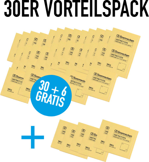 Soennecken Haftnotizen Gelb im Set mit 36 Packungen - Bild 1