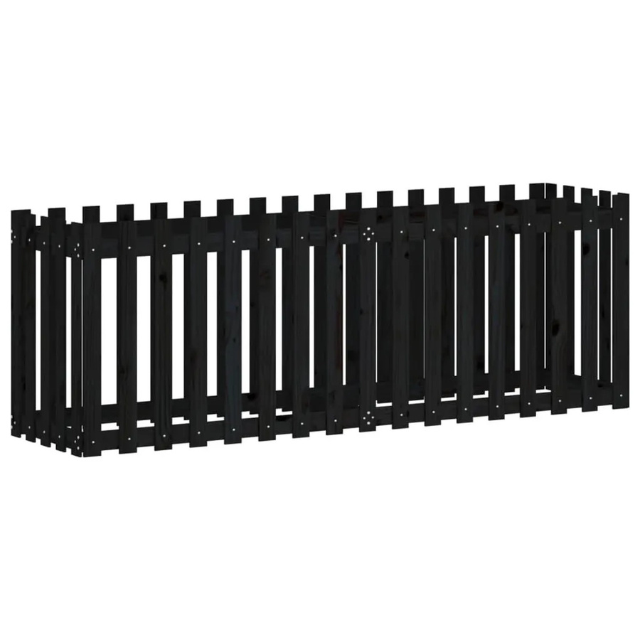 vidaXL Hochbeet Latten-Design aus Massivholz Kiefer in Schwarz, B/T/H: 200 x 50 x 70 cm - Bild 1