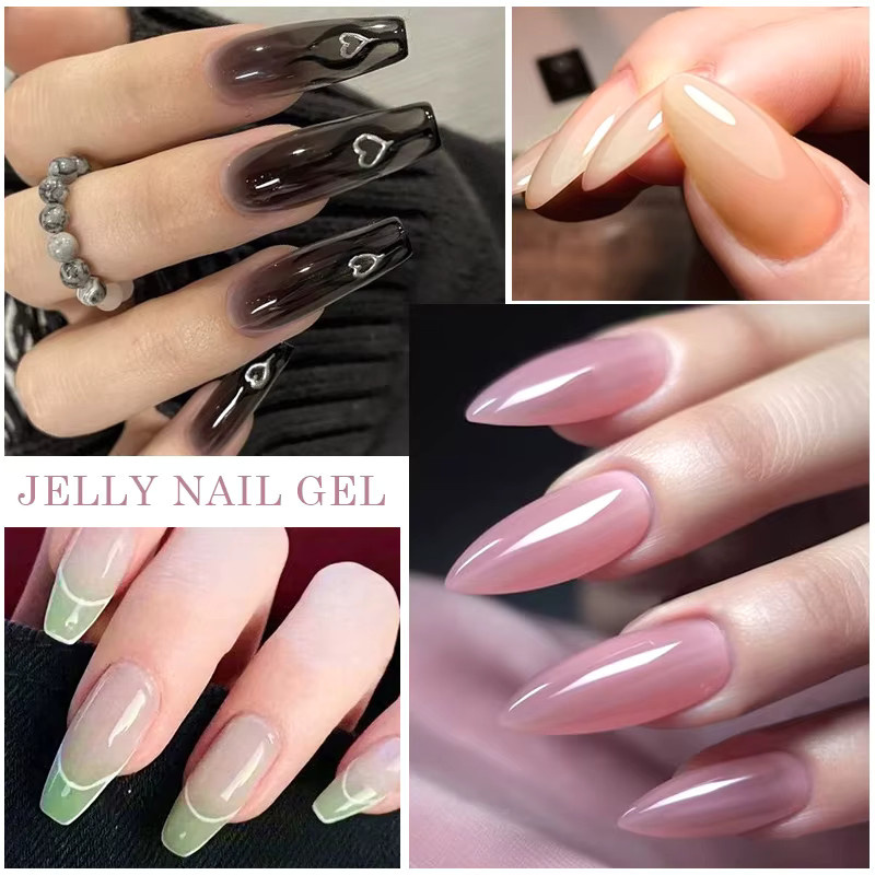 MTSSII Jelly Gel Nagellack Set, 6-teilig, Transparent Rosa Grün Schwarz Blau - Bild 2