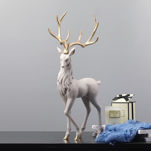 Yiran Furniture Hirschstatue aus Harz als luxuriöse Elchskulptur für deine Wohnzimmerdekoration, Höhe: 35 cm - Bild 1