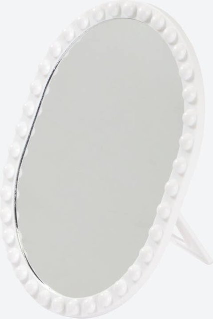 NKD Kosmetikspiegel oval in Weiß für den Tisch, B: 16,3 cm, H: 20,5 cm - Bild 1