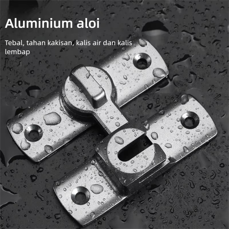 Diebstahlsichere 360-Grad-Schiebetürschnalle aus Aluminiumlegierung in Silber für Fenster und Kommoden - Bild 3