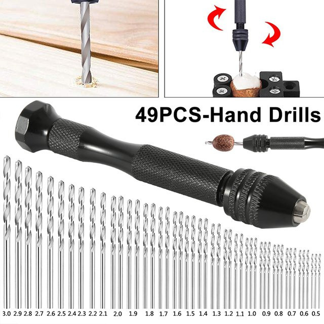 Toorise 49-teiliges Handbohrer-Set aus Aluminium mit Bohrern von 0,5 bis 3 mm für Schmuck, Handwerk und Holzbearbeitung - Bild 1