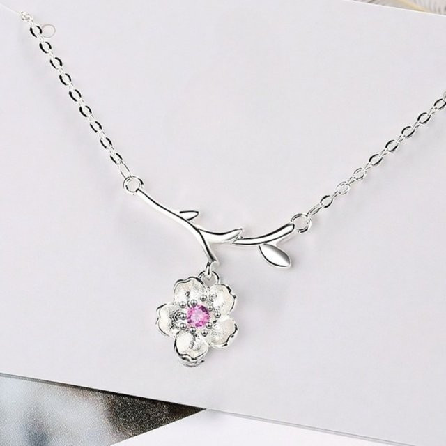 SAY Halskette 925 Silber, Zirkonia, Blumen-Anhänger, Damen - Bild 1