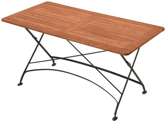 Rondo Gartentisch Maja aus Holz und Metall in Natur und Schwarz, Breite: 160 cm, Höhe: 73 cm - Bild 1