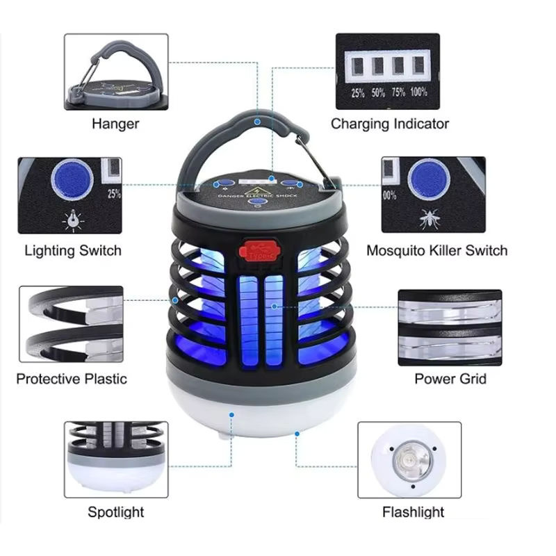 Tragbare UV-LED-Mückenvernichtungslampe mit elektrischem Schlag und wasserdichtem Gehäuse für Camping und Outdoor-Einsätze via USB - Bild 4
