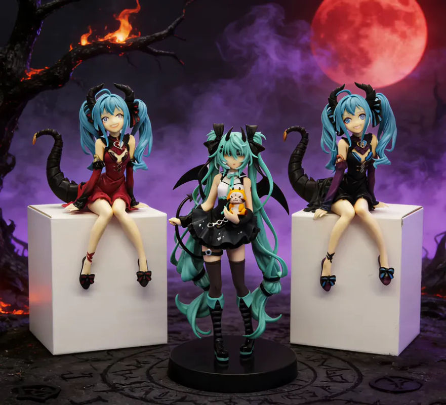 Bandai Anime Hatsune Miku Little Devil Handfigur Dark Angel Modell aus Kunststoff in Pink Sitting Pose - Bild 2
