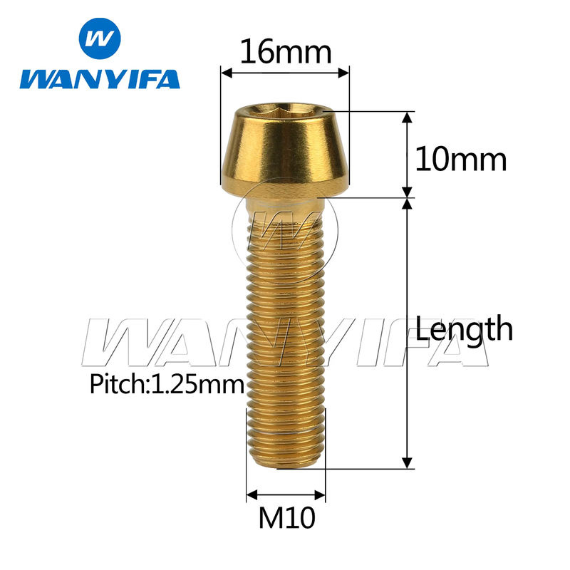 Wanyifa Titanschraube mit Kegelkopf und Inbusschlüssel, M10 x 20 bis 100 mm, Steigung 1,25 mm - Bild 4