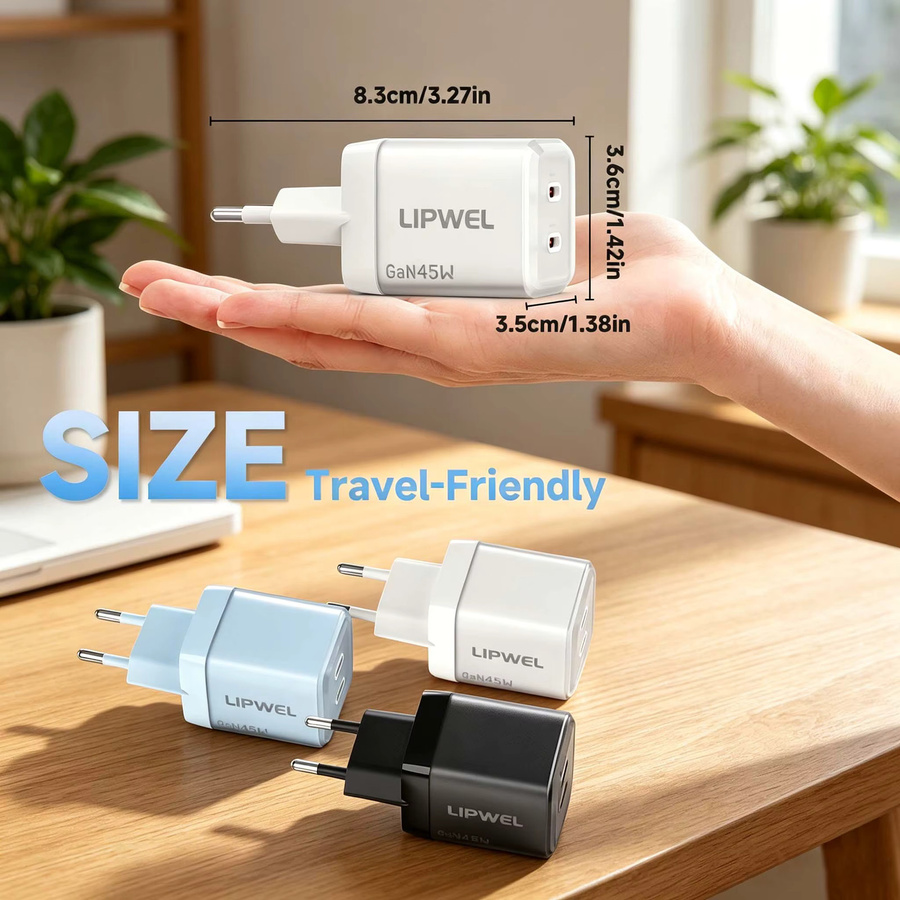 45W GaN USB-C Ladegerät mit Dual Type-C Port, PD Power Adapter EU Wandstecker für iPhone 17 Serie - Bild 2