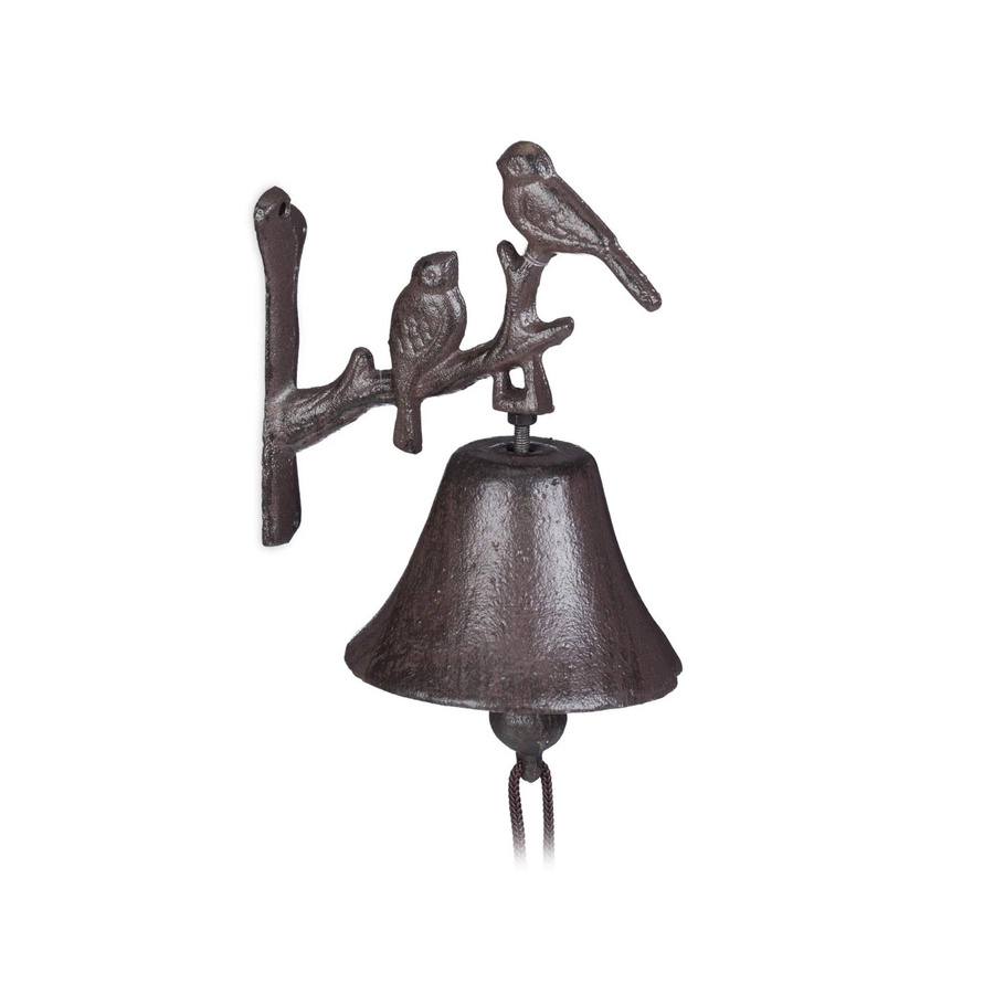 Relaxdays Türglocke aus Gusseisen mit Vogel-Motiv in Braun im Landhausstil, B: 16 cm, T: 10 cm, H: 13 cm - Bild 2