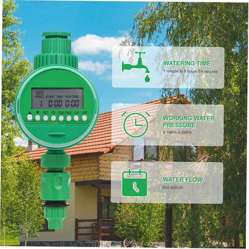 TOMTOP JMS Programmierbarer Schlauch-Wasserhahn mit LCD-Bildschirm und Timer, Grün, 3/4 Zoll und 1/2 Zoll Anschluss - Bild 7