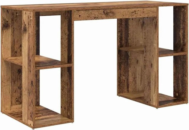 vidaXL Schreibtisch mit Regal in Altholz-Optik, braun, B/T/H: 130 x 50,5 x 75 cm - Bild 1