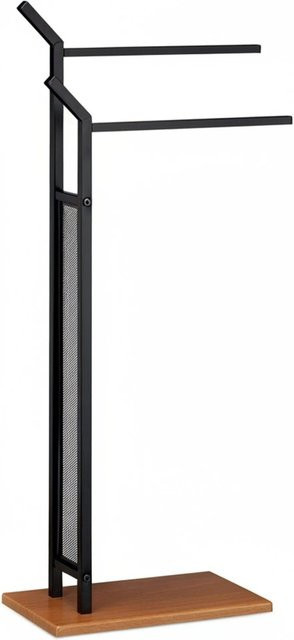 Relaxdays Handtuchständer aus Eisen in Schwarz, zweiarmig, Höhe: 88 cm, Breite: 40 cm, Tiefe: 20 cm - Bild 1