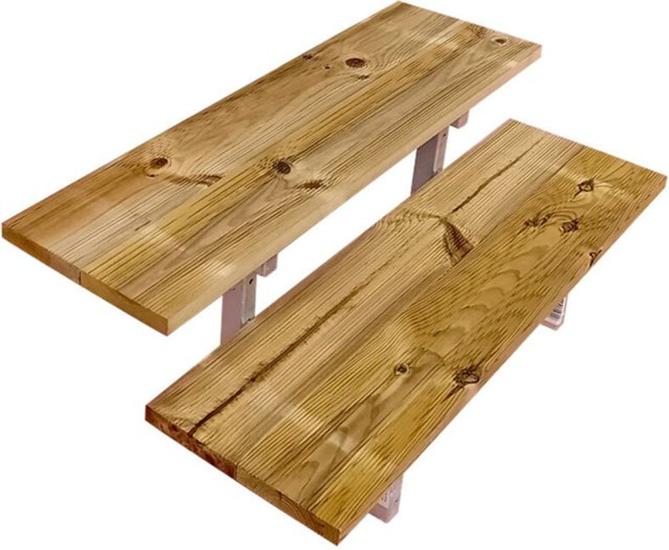 Vinuovo Oslo Terrassentreppe aus Stahl und Holz mit 2 Stufen, Farbe Braun, Breite: 80 cm, Höhe: 37 cm - Bild 1