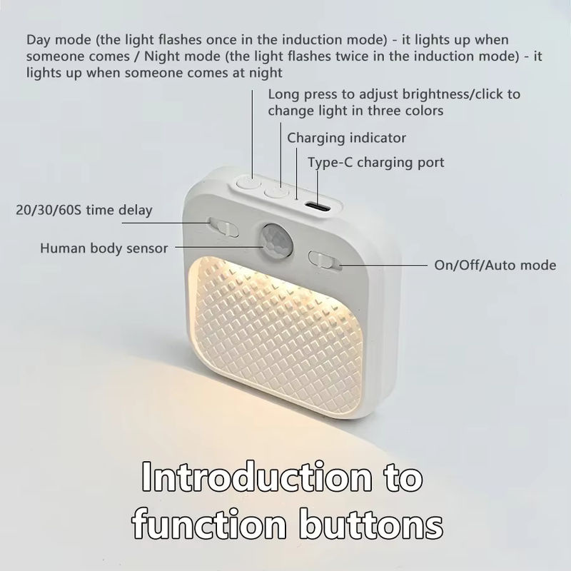 AVACOM LED Schrankleuchte Typ C mit Bewegungsmelder, quadratische dimmbare Ladelampe in Weiß mit 3 Farbmodi für Schlafzimmer und Flur - Bild 2