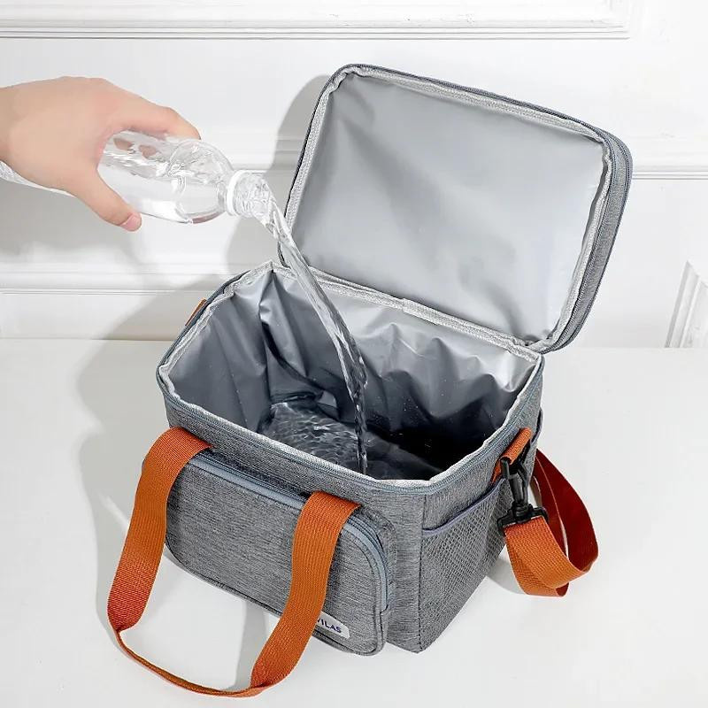 Freedom Outdoors Thermo-Lunchtasche in Grau, wasserdichte Picknick-Kühltasche mit Schultergurt - Bild 3