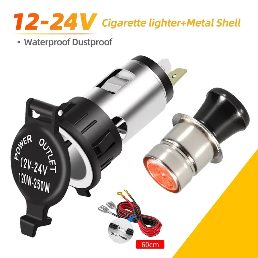 Universal Auto-Zigarettenanzünder Steckdosenadapter für Auto LKW Motorrad und Boot, 12V-24V, 120W, Schwarz - Bild 2