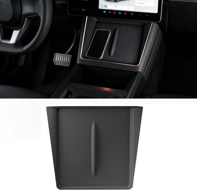 Rutschfeste Silikon-Wireless-Ladematte für Tesla Model Y Juniper 2025 2026 Mittelkonsole in Schwarz - Bild 1
