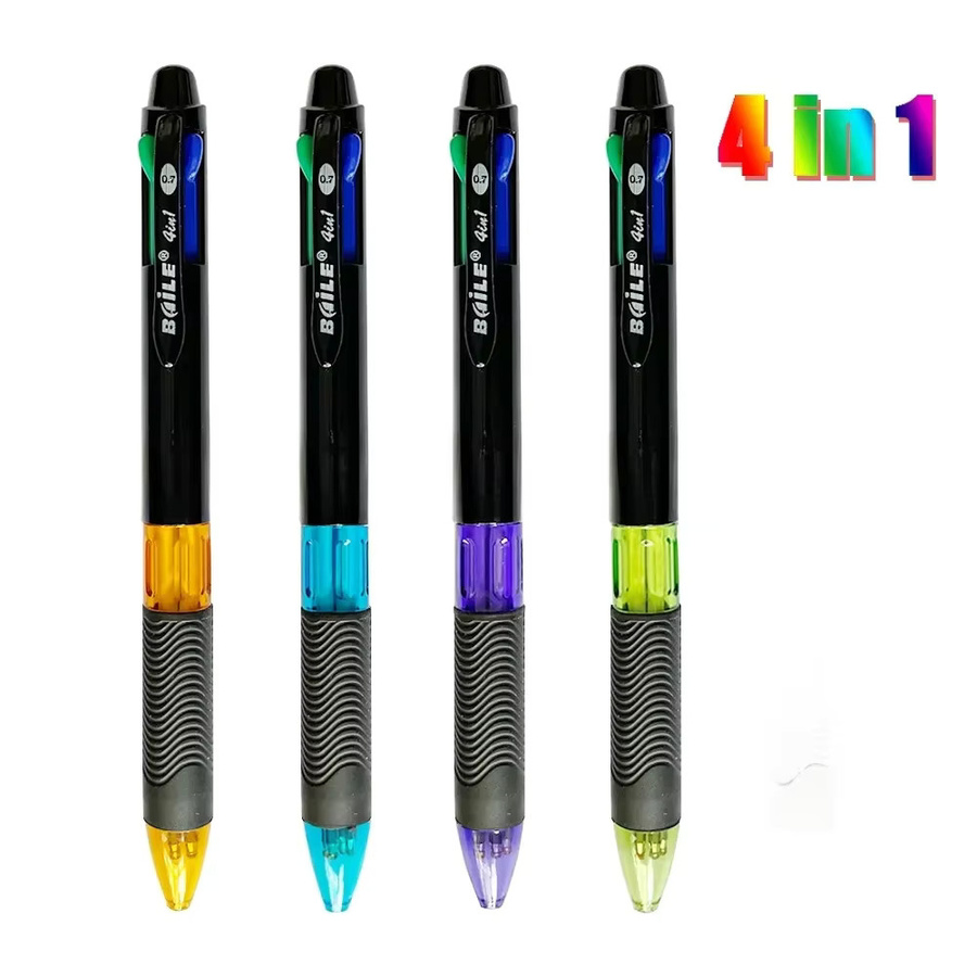 4er-Set kreative 4-in-1 Mehrfarben Kugelschreiber mit 0,7 mm Mine in Schwarz, Blau, Rot und Grün für Büro und Schule - Bild 7