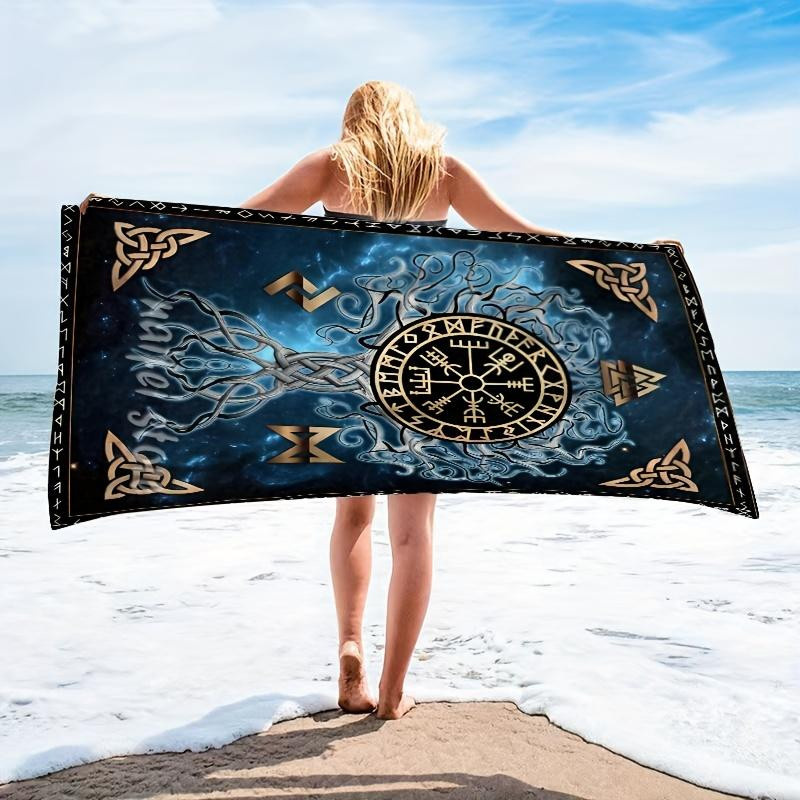 Dalangpa Wikinger Lebensbaum Strandtuch in Weiß, Breite: 75 cm, Höhe: 150 cm - Bild 2