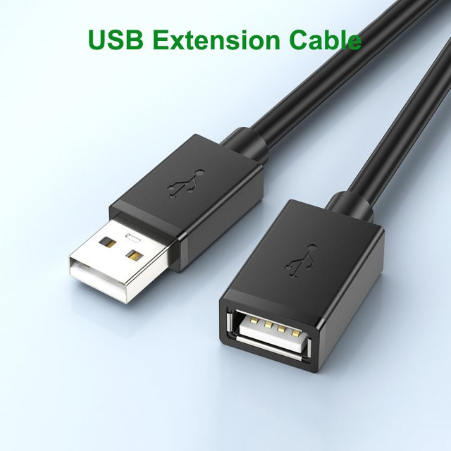 letusoon USB 2.0 Verlängerungskabel Stecker auf Buchse in Schwarz mit 480 Mbit/s Datenübertragungsrate für Laptop, PC und Smart TV - Bild 1