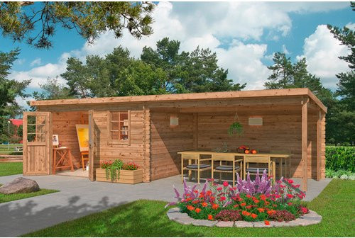 Lasita Gartenhaus Reno mit Flachdach in Braun, B/H/T: 780 x 211 x 313,9 cm - Bild 1