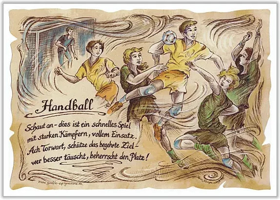 Sportbild Handball Poster auf Antikpapier im A4-Format, Mehrfarbig - Bild 1