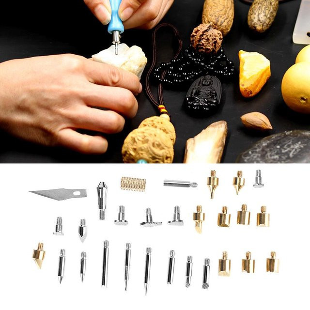 Fishine 28-in-1 Pyrographie-Set mit Lötspitzen aus Metall in Silber - Bild 1
