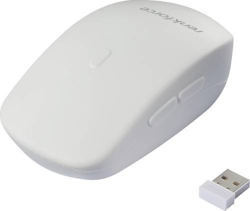 Kabellose Hygiene-Maus Renkforce RF-WRM-300 in Weiß mit 2,4 GHz Funkkommunikation, optisch, 5 Tasten und bis zu 1200 dpi, spritzwassergeschützt - Bild 1