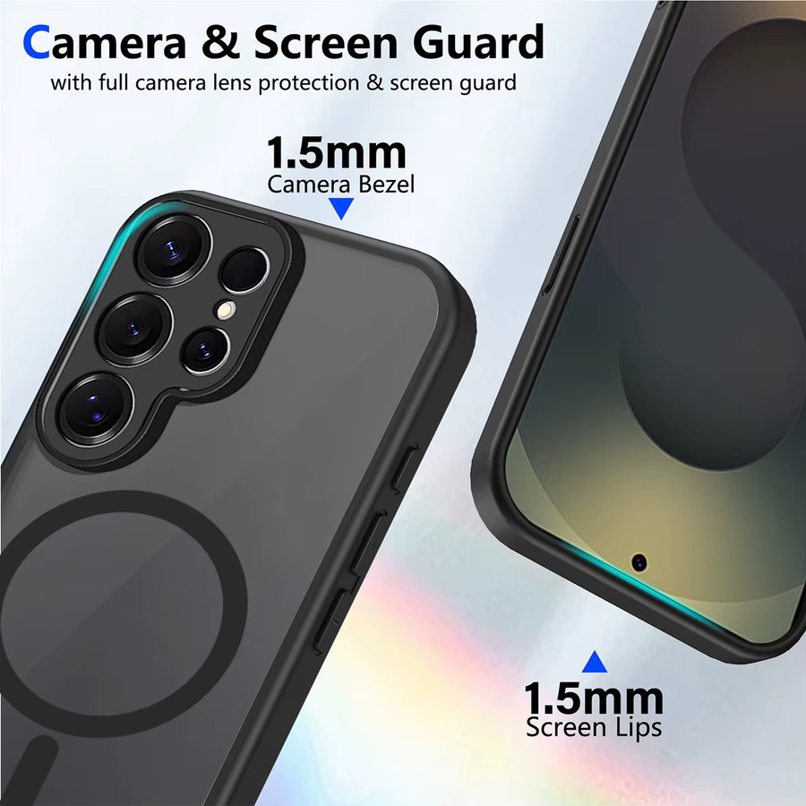 Magnetische transparente Handyhülle für Samsung Galaxy S25 S24 S23 S22 Ultra Plus FE in Schwarz Matt mit kabelloser Ladefunktion - Bild 6