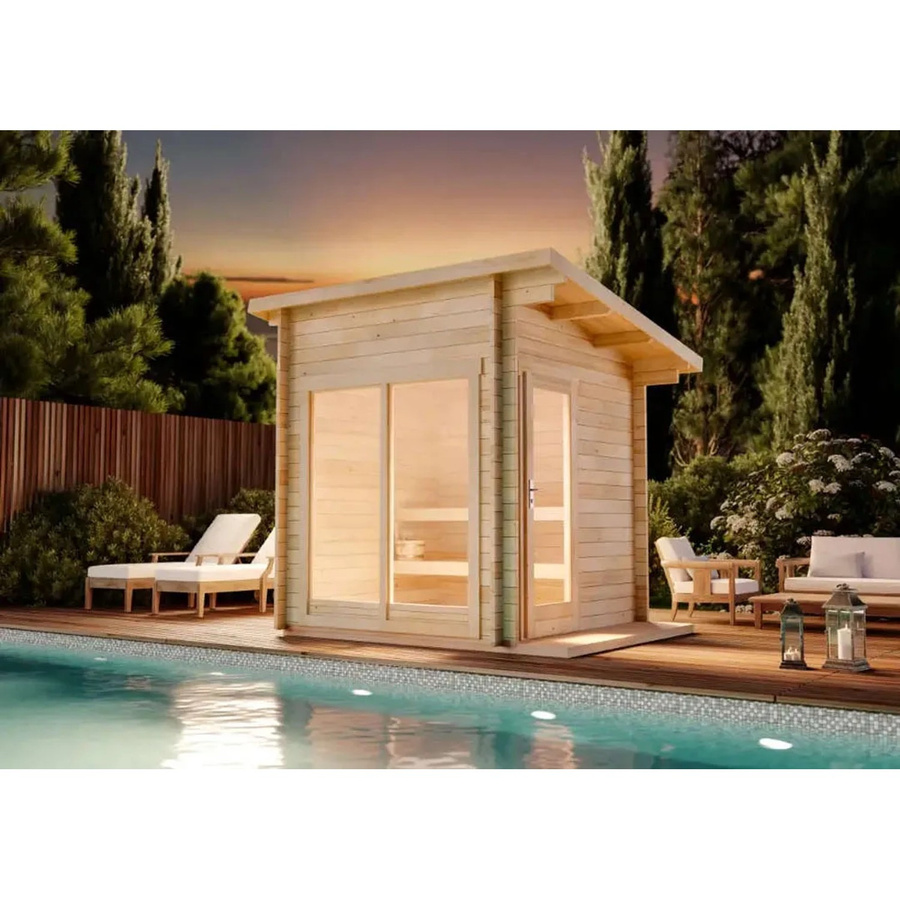 Finntherm Gartensauna Lizzy XS aus Fichte in Naturbelassen, B/T/H: 278 x 228 x 262 cm - Bild 2
